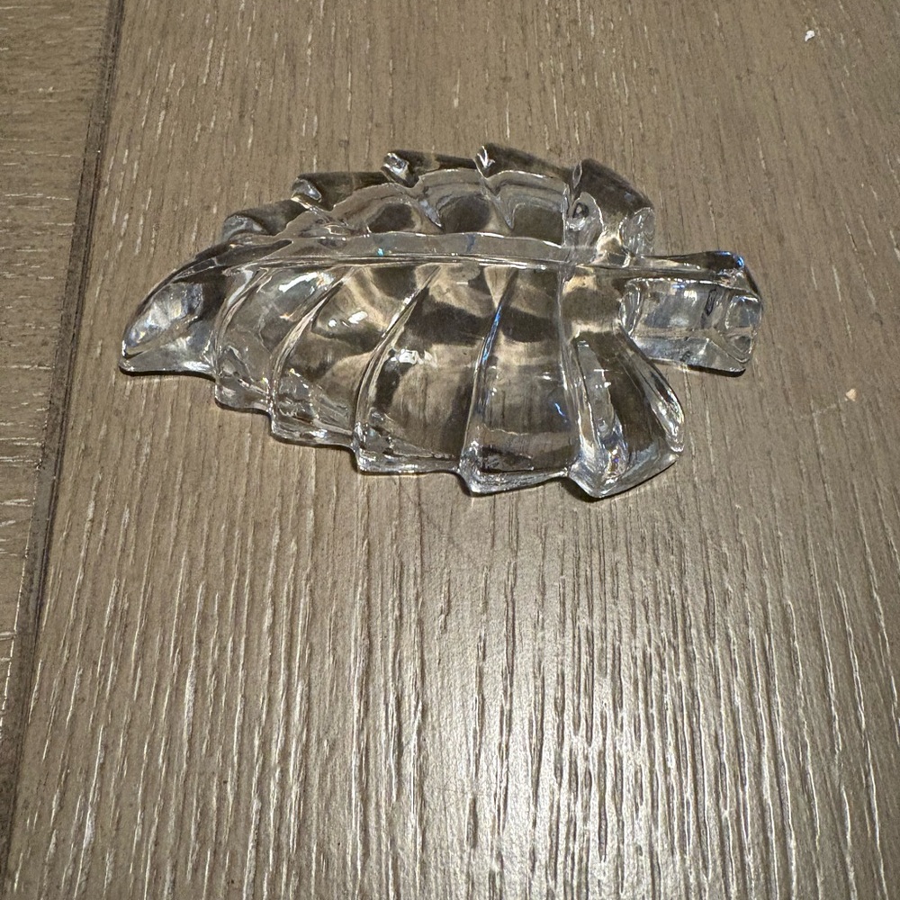 Clear Glass Leaf Paperweight